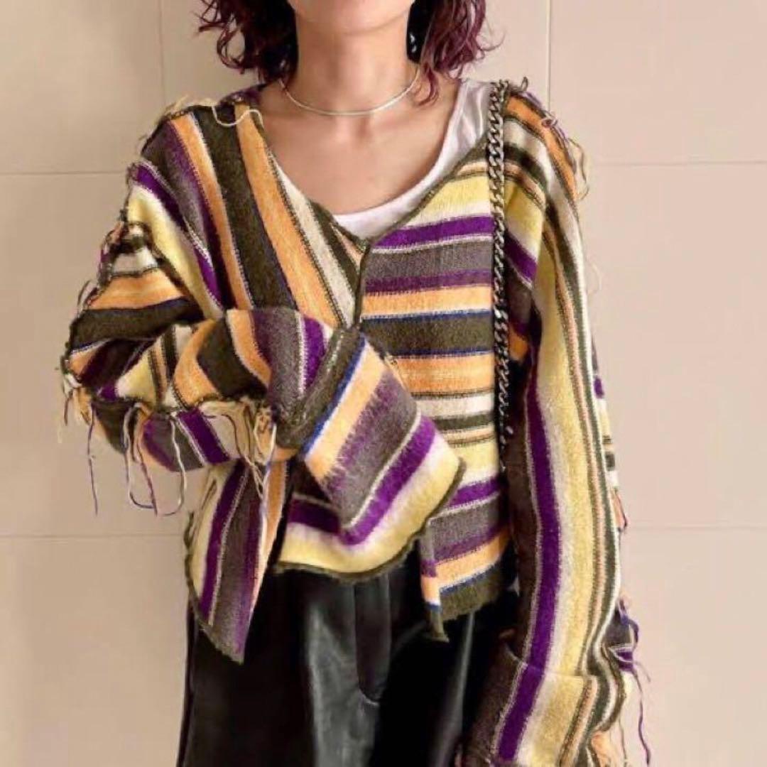 PERVERZE multi border knit sweater ニット