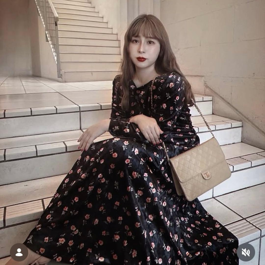 【即日発送】puiフラワーロングドレス