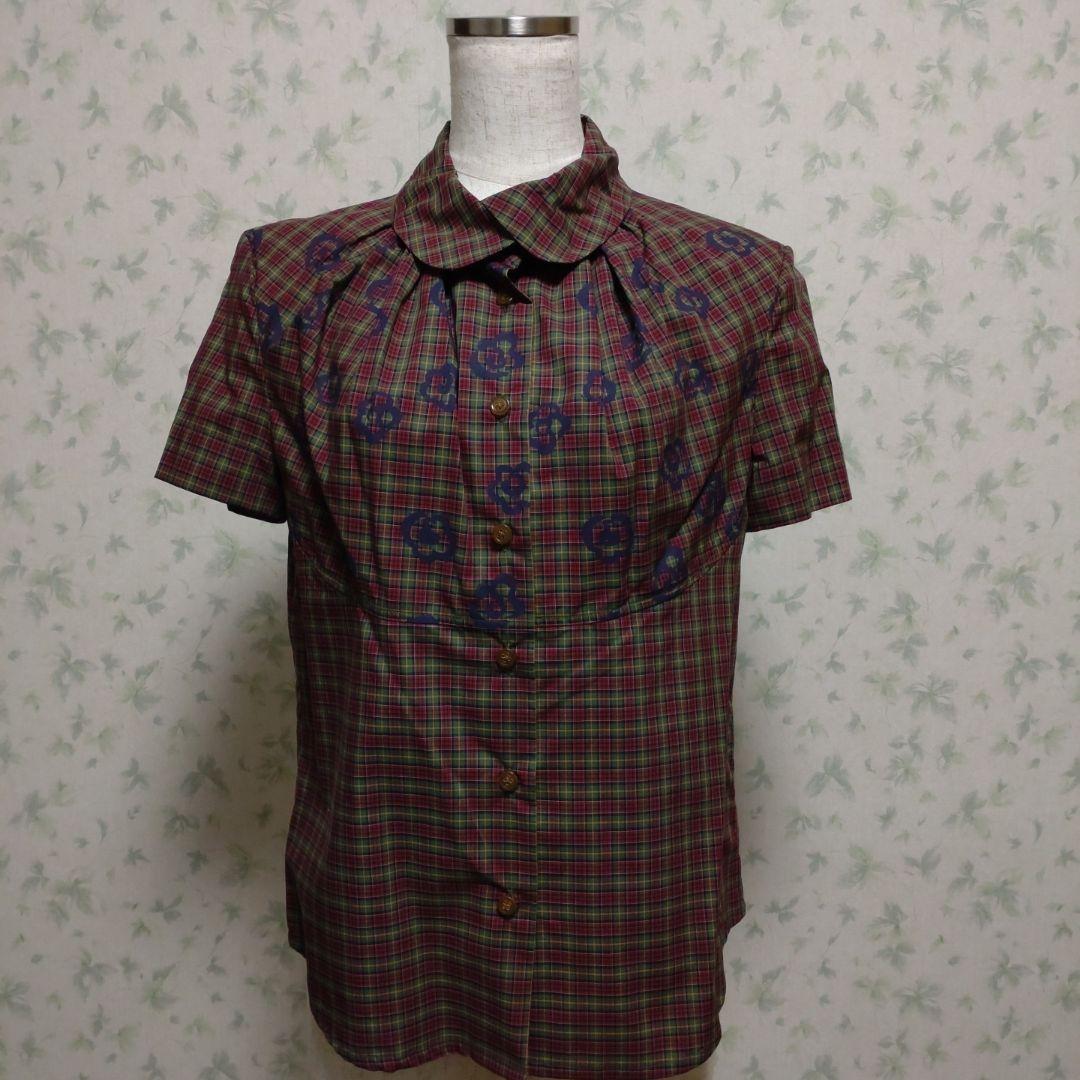 ヴィヴィアンウエストウッド　チェック柄 半袖シャツ 花柄プリント