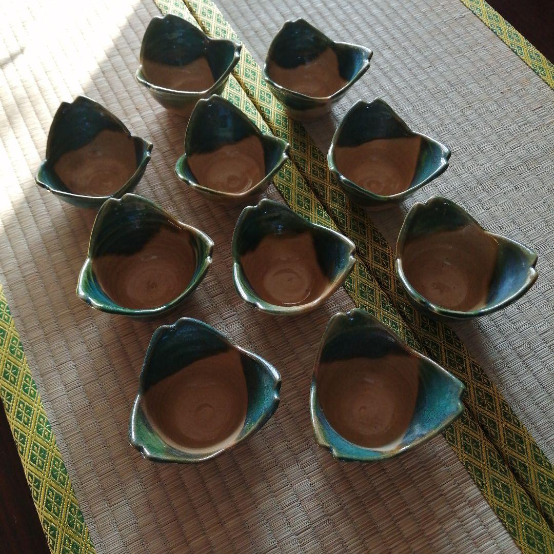 瀬戸焼　織部割山椒向付　10客　8cm　今物