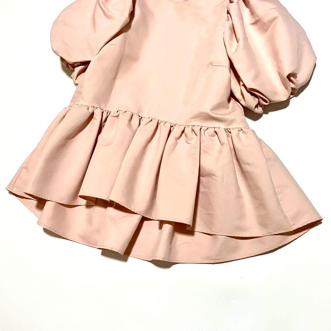 美品 TURU ツルバイマリコオイカワ Eleonore ペプラムトップスピンク