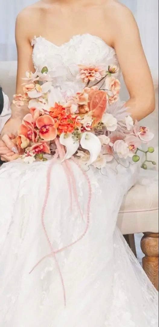 アーティフィシャルフラワー ブーケ ピンク系　ブートニアセット