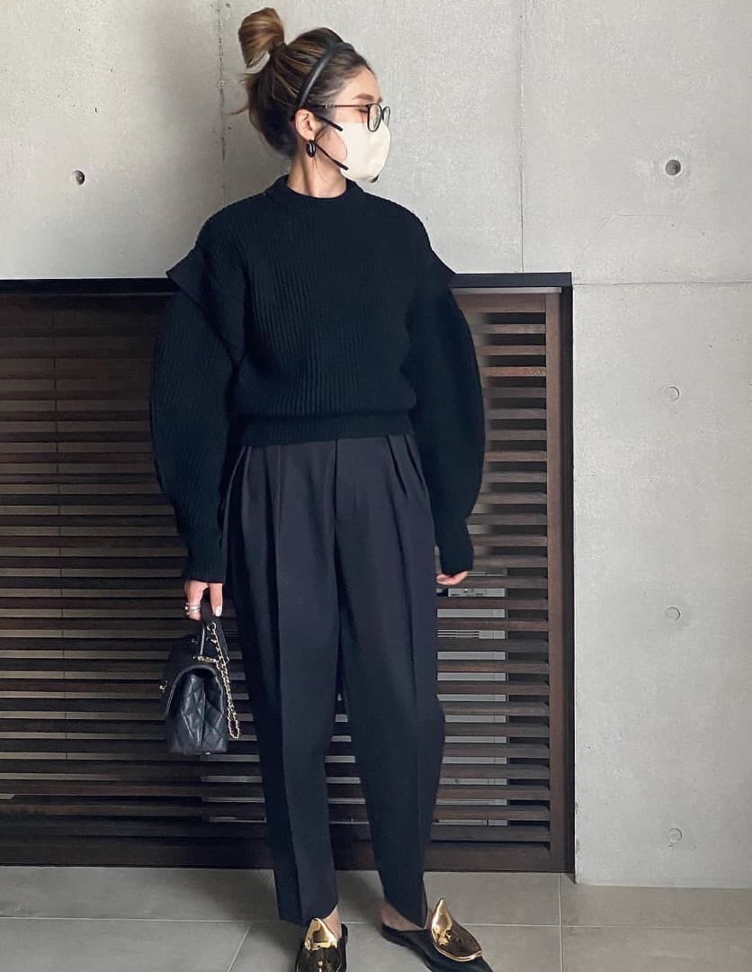 LOHEN ローヘン レイヤードスリーブニット 黒