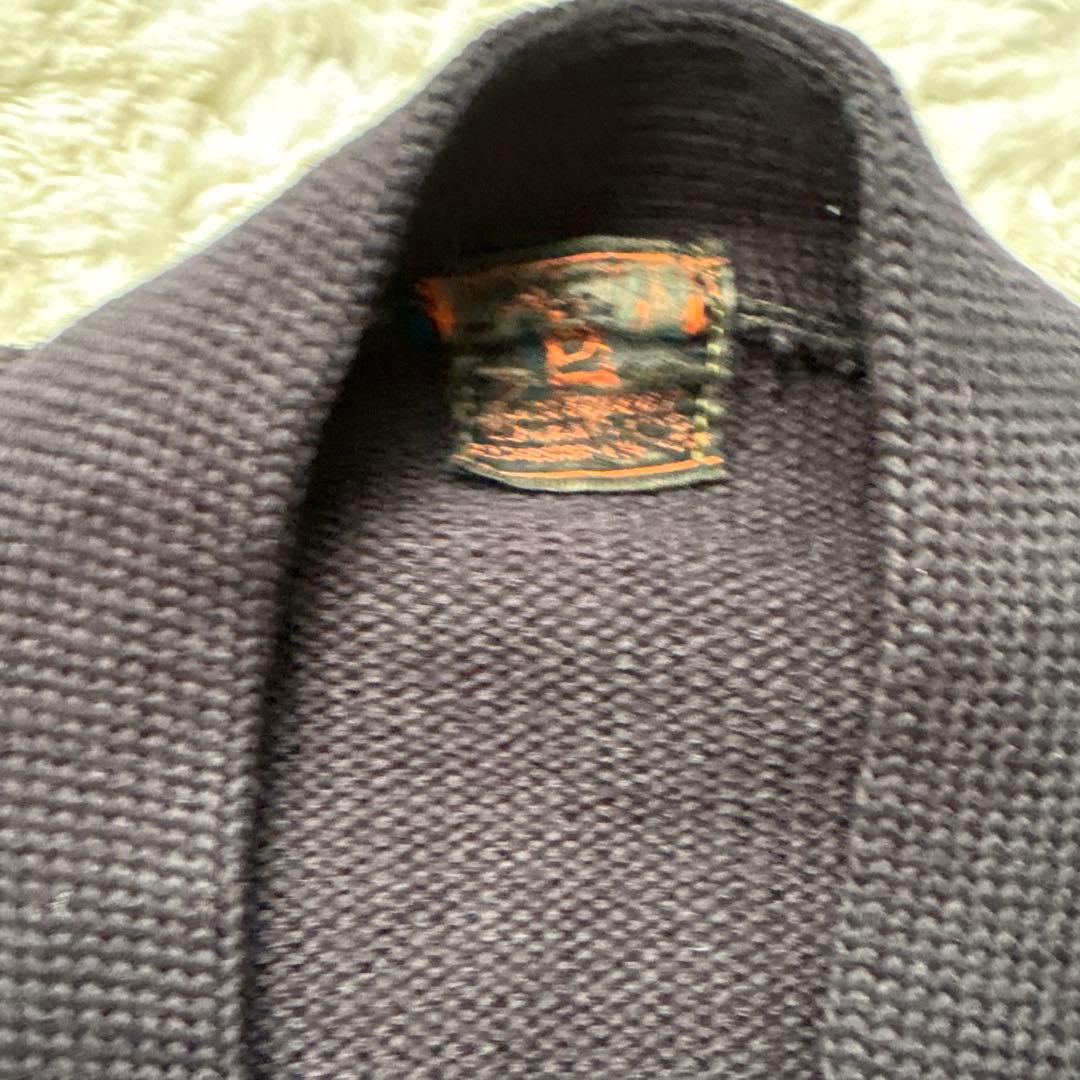 古着　60's ダークグレー ニットカーディガン P刺繍