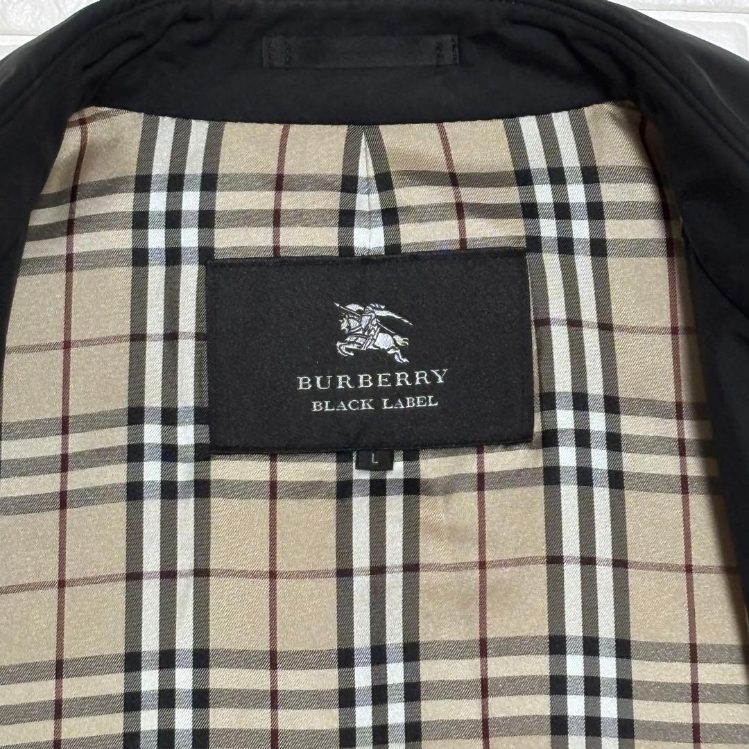 バーバリー ブラックレーベル★ステンカラーコート 黒 ノバチェック 三陽商会 L
