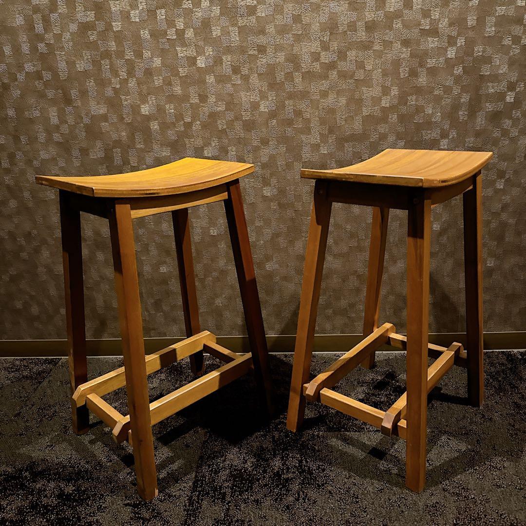 2脚セット 北欧風 天然木 カウンターチェア スツール ハイスツール ナチュラル