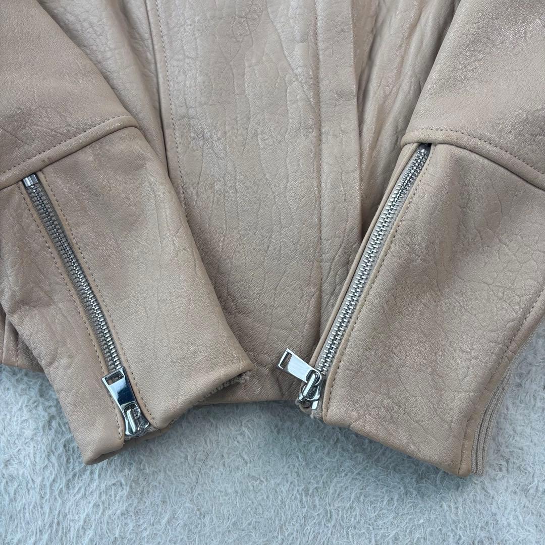 高級 ラムレザー ビンス vince ベージュ レザー ダブルライダース