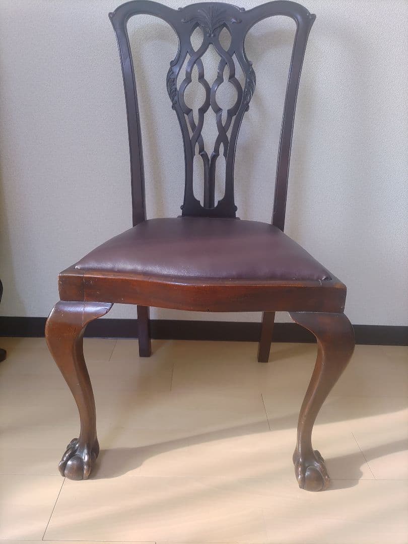 イギリス　アンティークチェア　ボール＆クロウ　マホガニー無垢