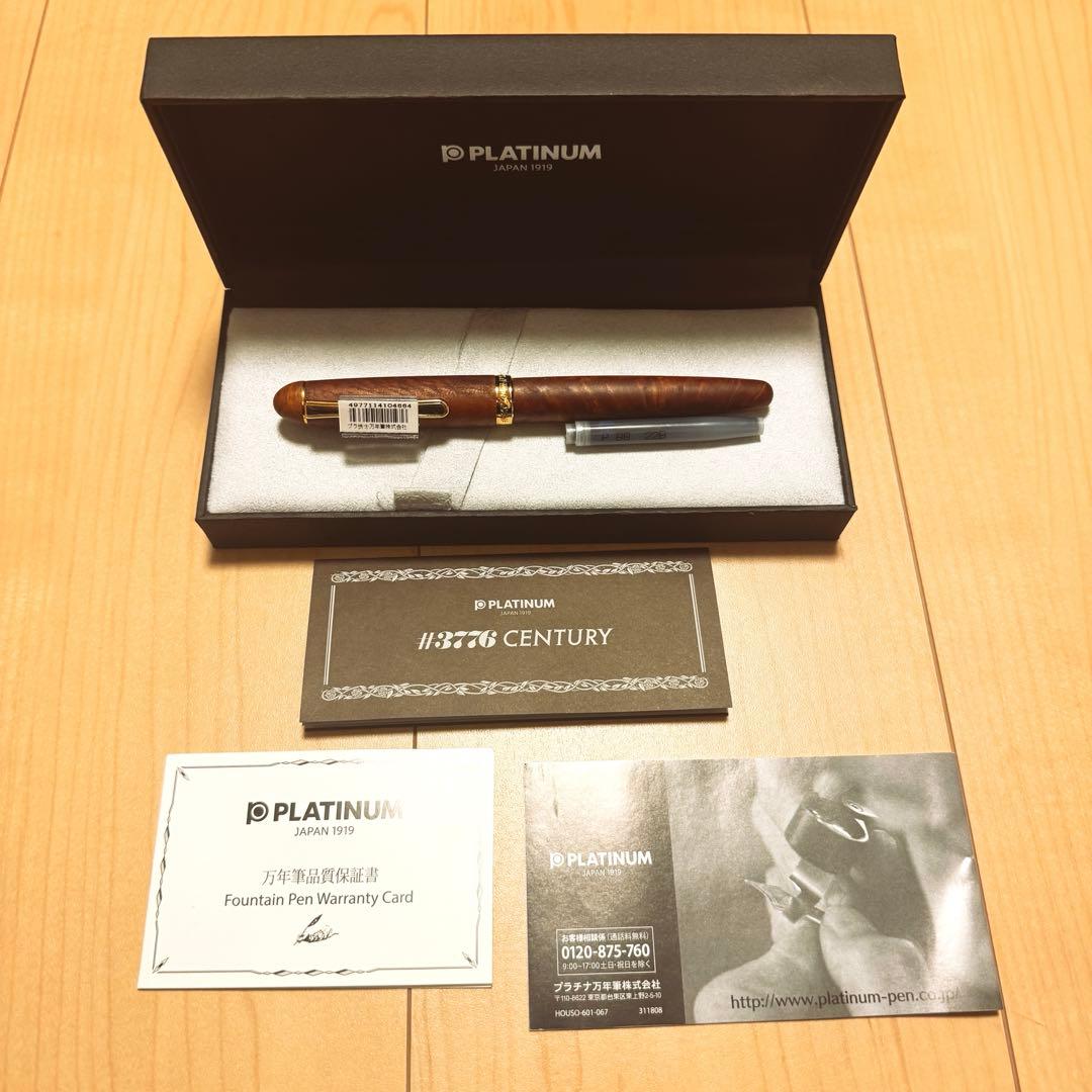 【美品】ブライヤー　センチュリー3776 プラチナ万年筆 B（太字）