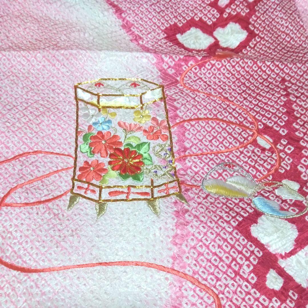 正絹☆本総絞り☆枝梅を背景に貝桶や貝合わせが雅な趣を漂わせる7歳七五三向け祝い着