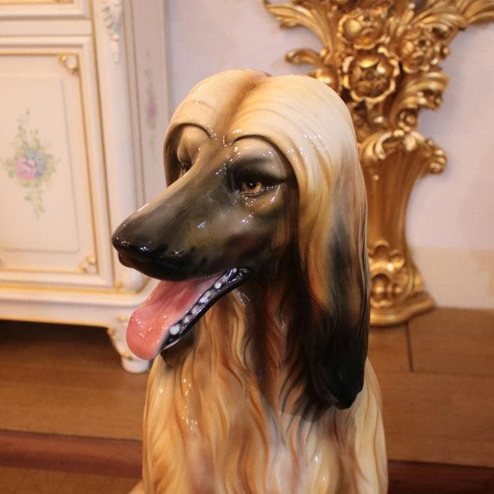 アフガンハウンド 等身大 置物 オブジェ 陶器 犬 オーナメント 127-415