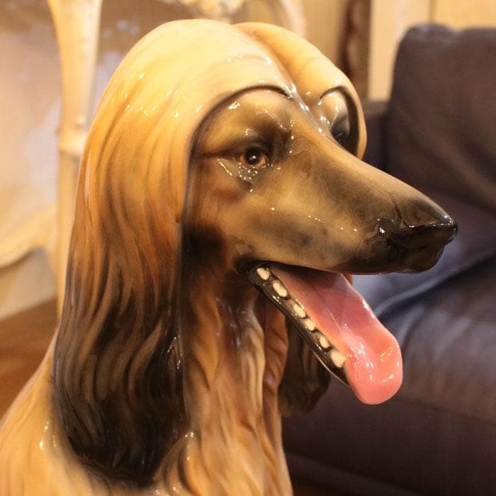 アフガンハウンド 等身大 置物 オブジェ 陶器 犬 オーナメント 127-415