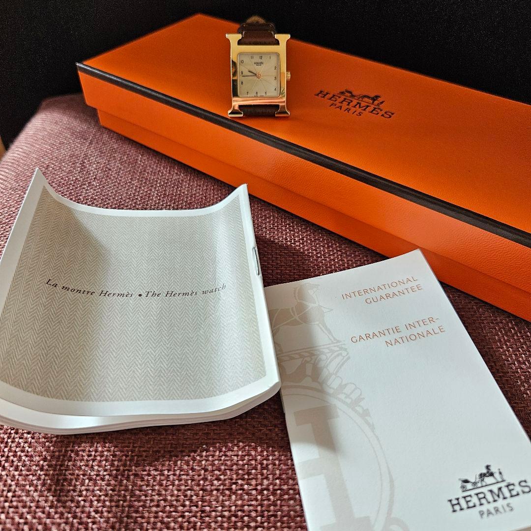N*す様 【稼働品】HERMES Hウォッチ ゴールド×ブラウン