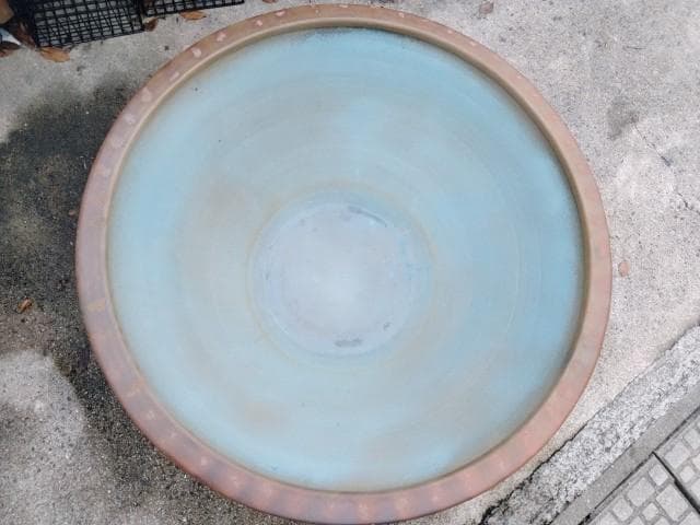 巨大水鉢　91x39cm　上縁4.5底径38cm　35kgぐらい　簡易ビオトープ