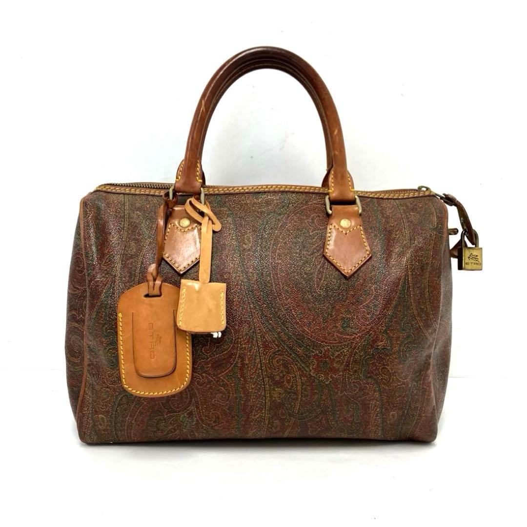 大人気☆ETRO☆エトロ☆ミニボストンバッグ☆レザー☆ペイズリー☆ブラウン！
