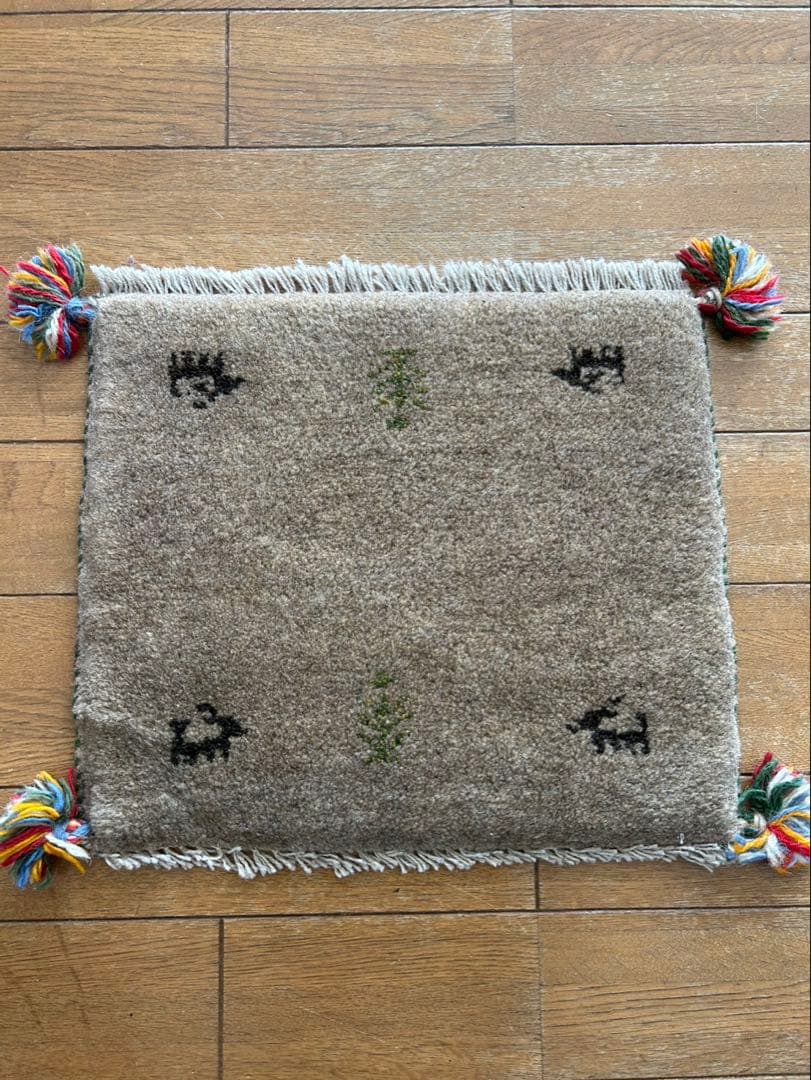 手織り ギャッベ 座布団 ウールカーペット