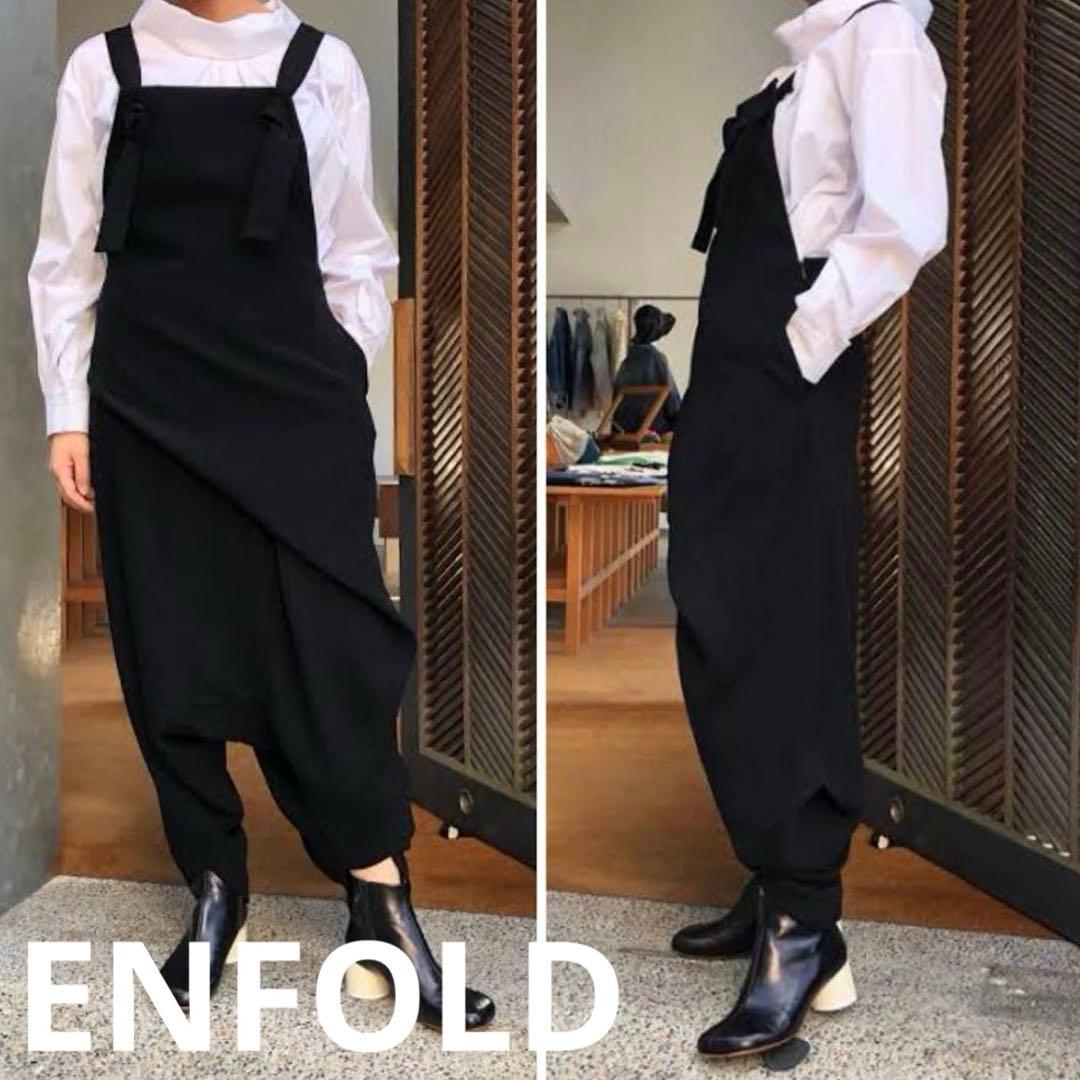 ENFOLD エンフォルド ダブルサテン サルエルサロペット 38