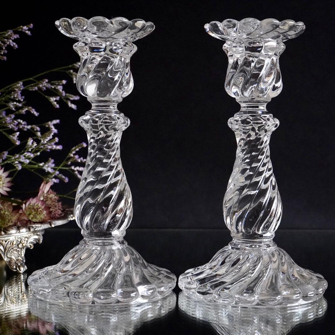 1890年オールドバカラBACCARATバンブー★キャンドルホルダー燭台ペア希少