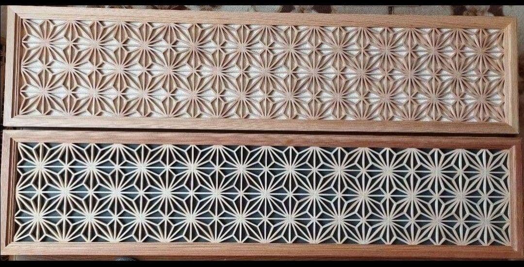 34 ❣️特価❣️麻の葉組子2枚一組 木製額縁