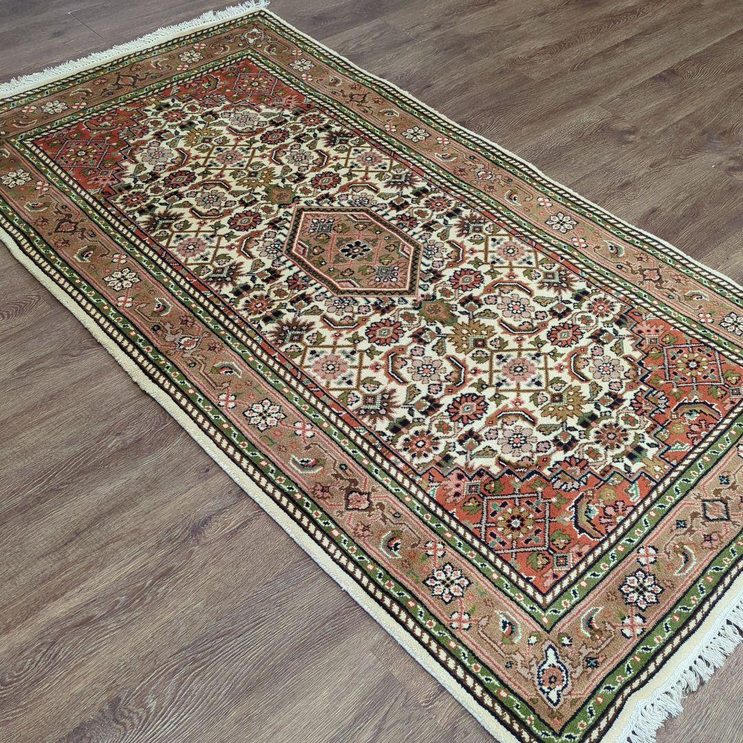 ヴィンテージラグ　インド　手織り絨毯　ハンドメイド　ウール　コットン