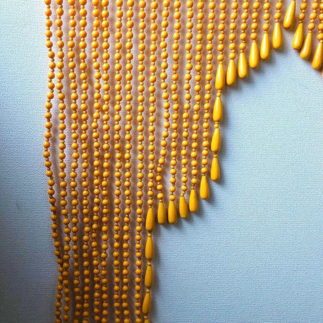 レトロポップ 昭和レトロ ビーズのれん 玉のれん オレンジ　カーテン雫　当時物