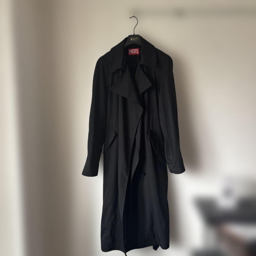 DIESEL23AW ブラックトレンチコート サイズ48