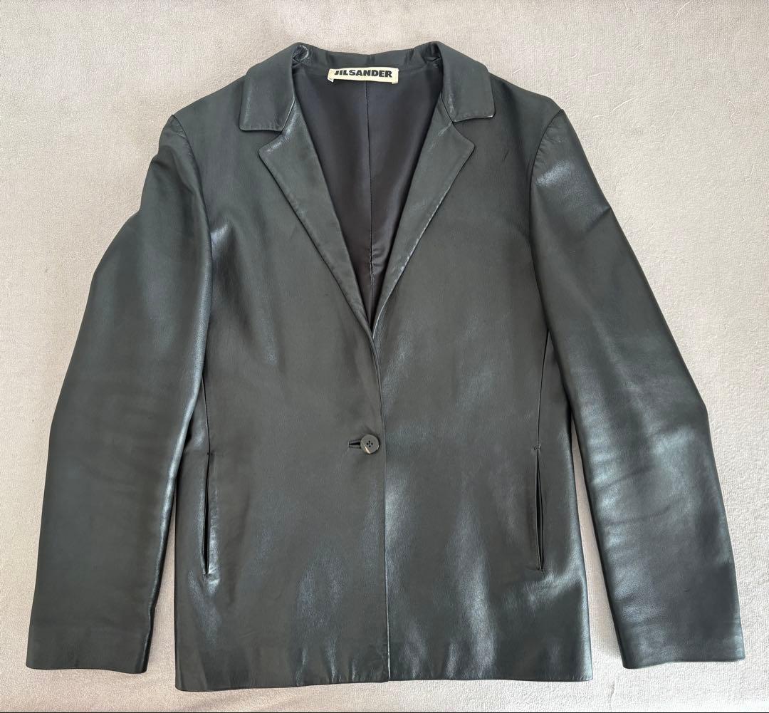 JIL SANDER ブラック レザージャケット 34 ポケットあり