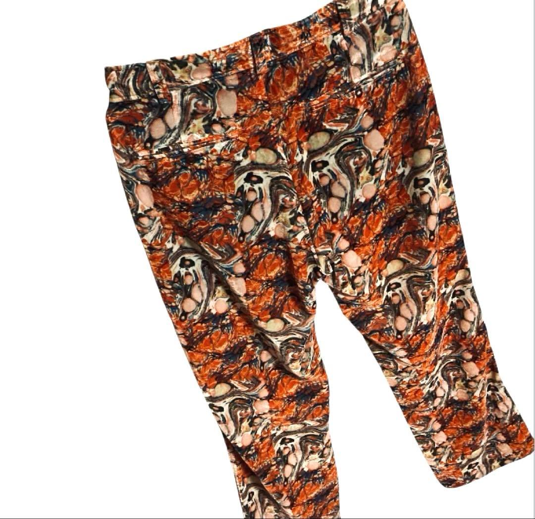 Needles ニードルズ 20AW 総柄ベロアパンツ オレンジ マーブル模様