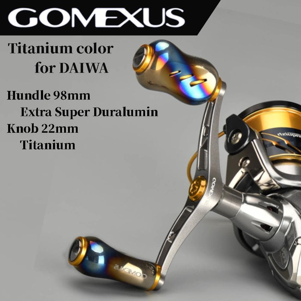 ゴメクサス　ダブルハンドル　98mm ダイワ用　ゴールド/チタンノブ