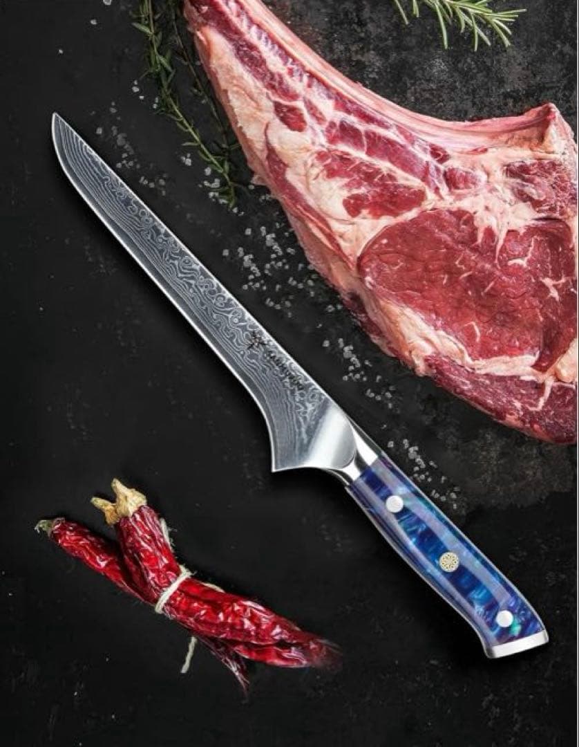 サファイアブルー SANMUZUO ボニングナイフ 7インチ フィレナイフ