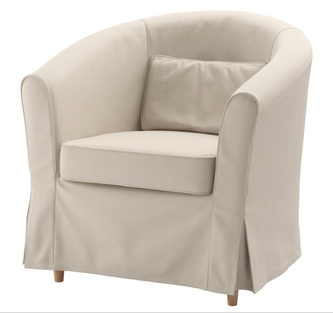 ベージュ ラウンド型 1人掛けソファ