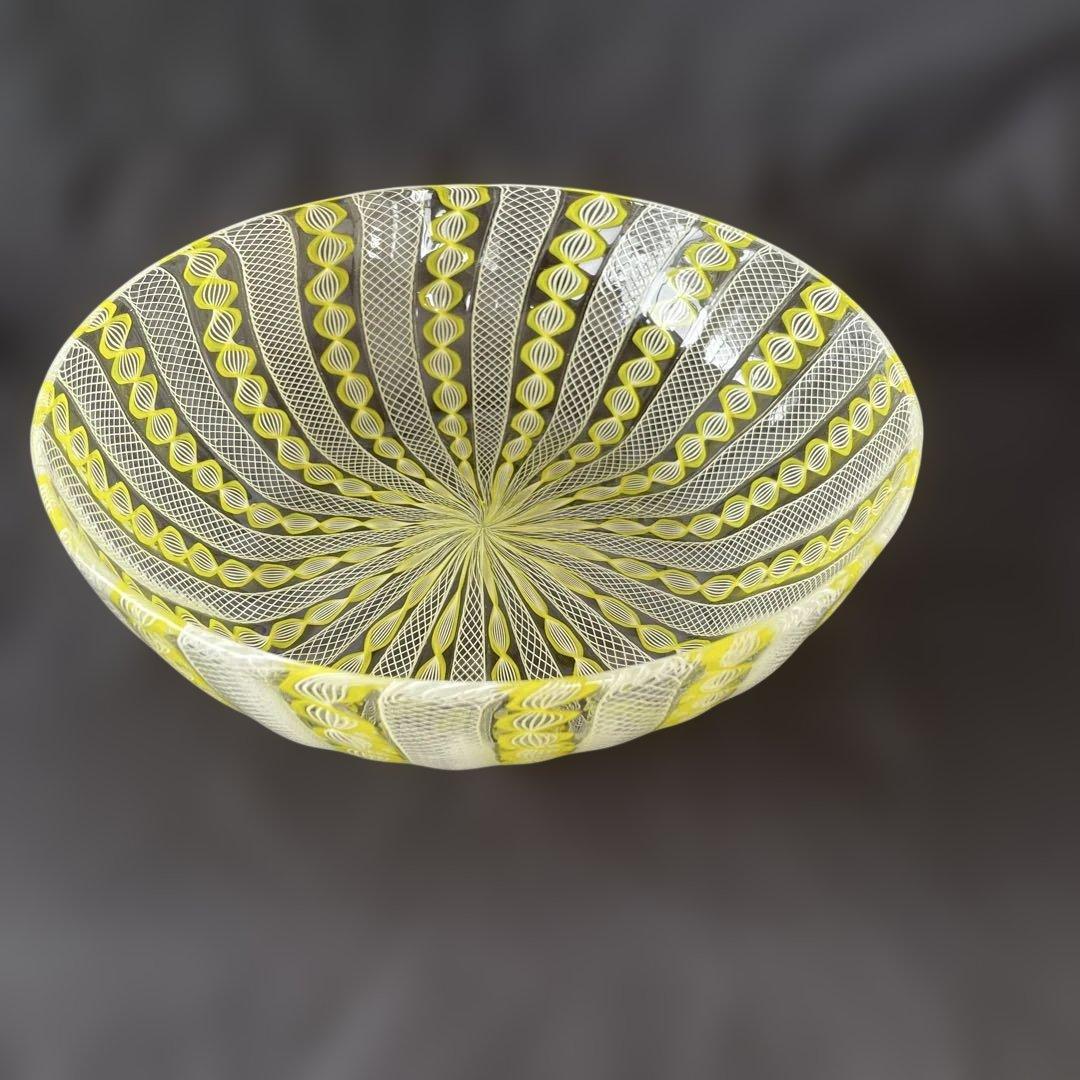 ヴェネチアングラス サラダボール ホワイト&イエロー