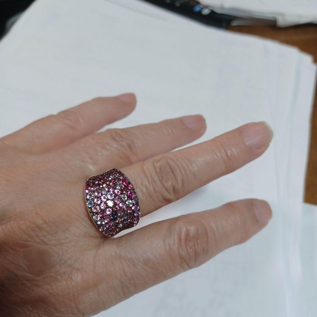 マルチカラー　スピネル リング　パラジウムシルバー950 ピンク系 　GSTV