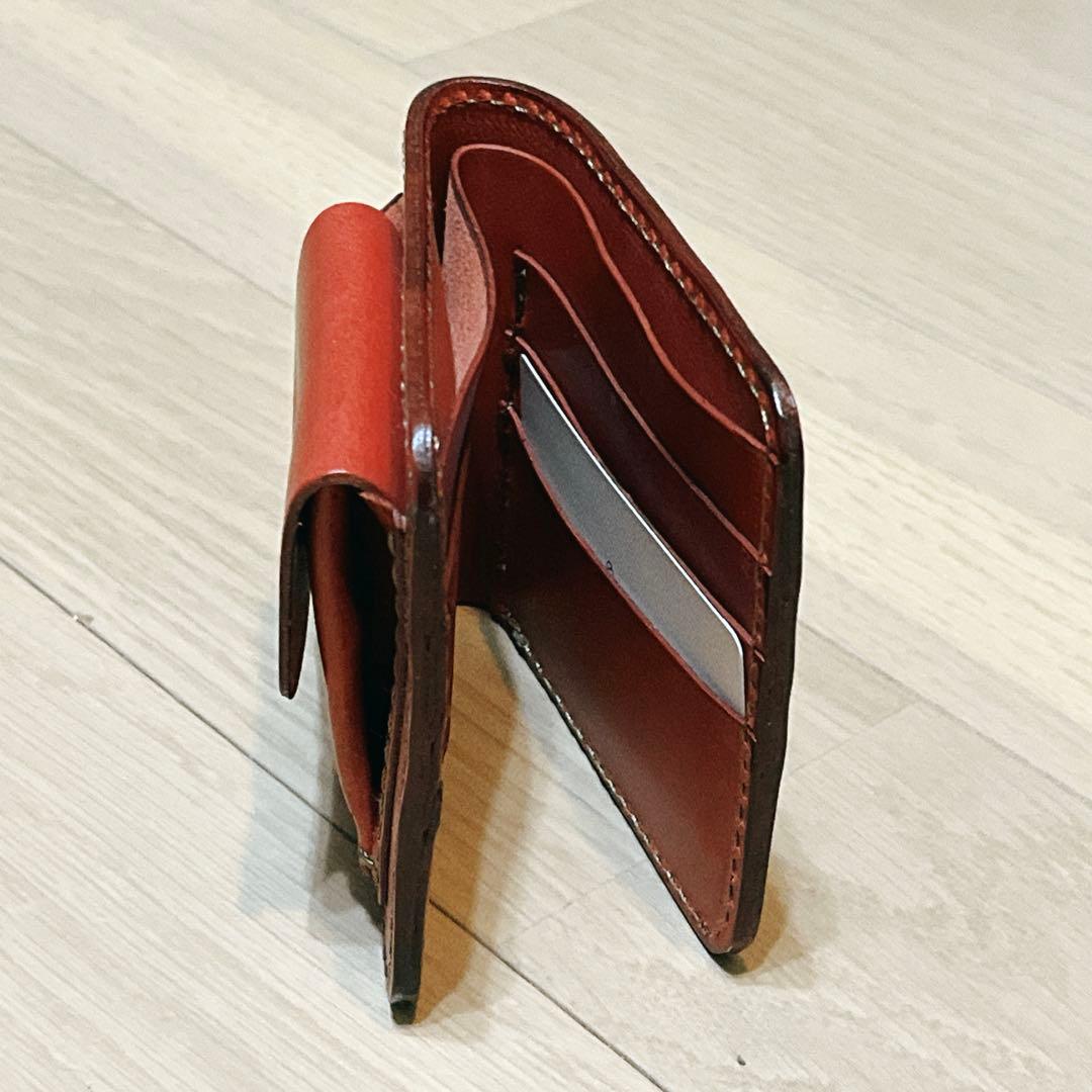 【未使用】HERZ ヘルツ レザー 二つ折り財布 (WS-7) 赤 レッド