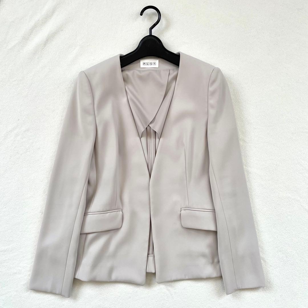 美品✨プラステ ノーカラー パンツ スーツ セットアップ グレー ネイビー