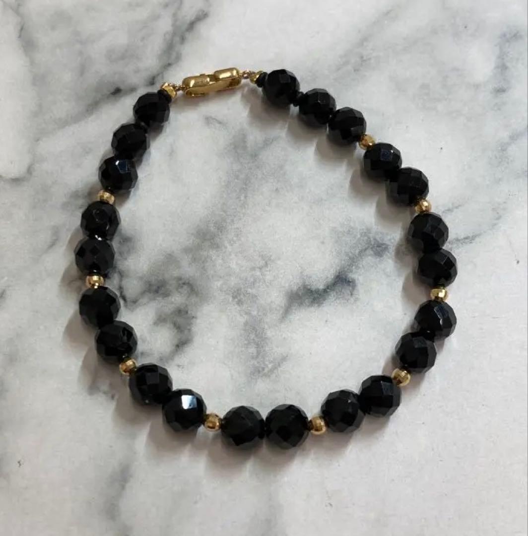 m*k様 K18 ファセットカット 黒ビーズ オニキス？ ブレスレット