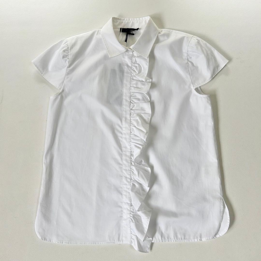 新品 定価6万円✨ヨーコチャン ハーフスリーブ フリルブラウス 白