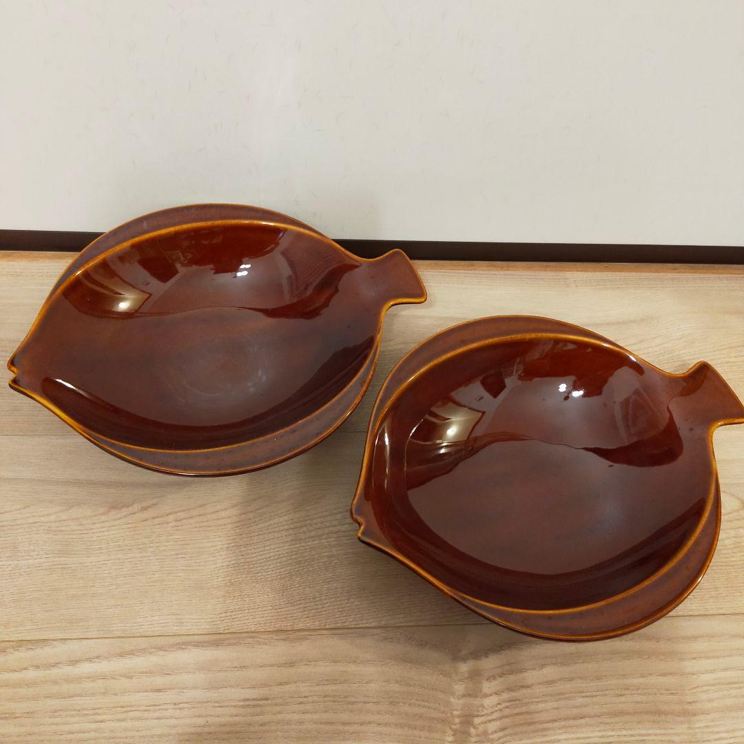 ロイヤルコペンハーゲン FAJANCE フィッシュ 魚 ボウル 大 茶色 ペア