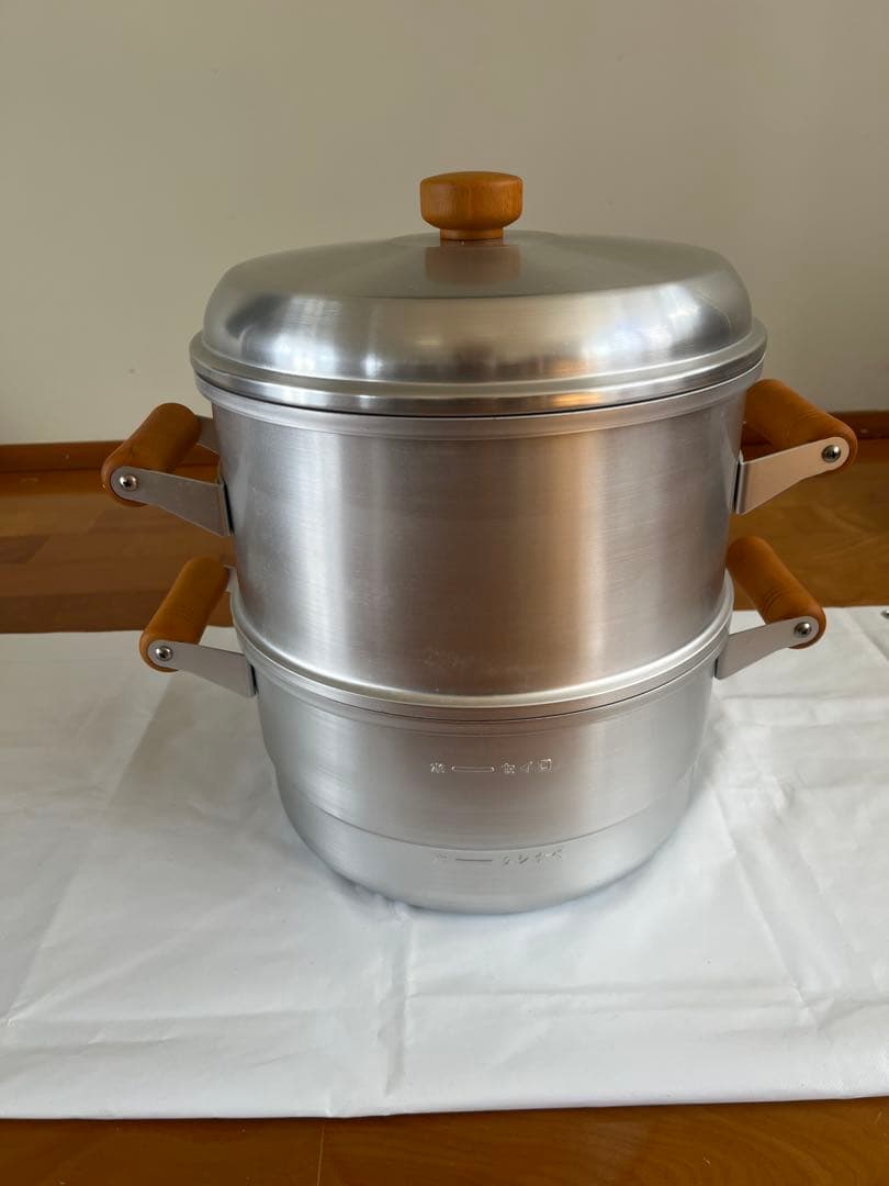 アルミ蒸し器 シルバー 木製ハンドル