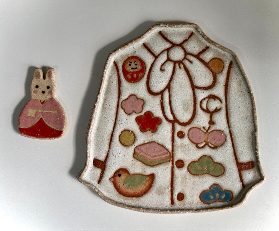 木村涼子さん　 ひな祭りのお皿と うさぎさんの箸置き