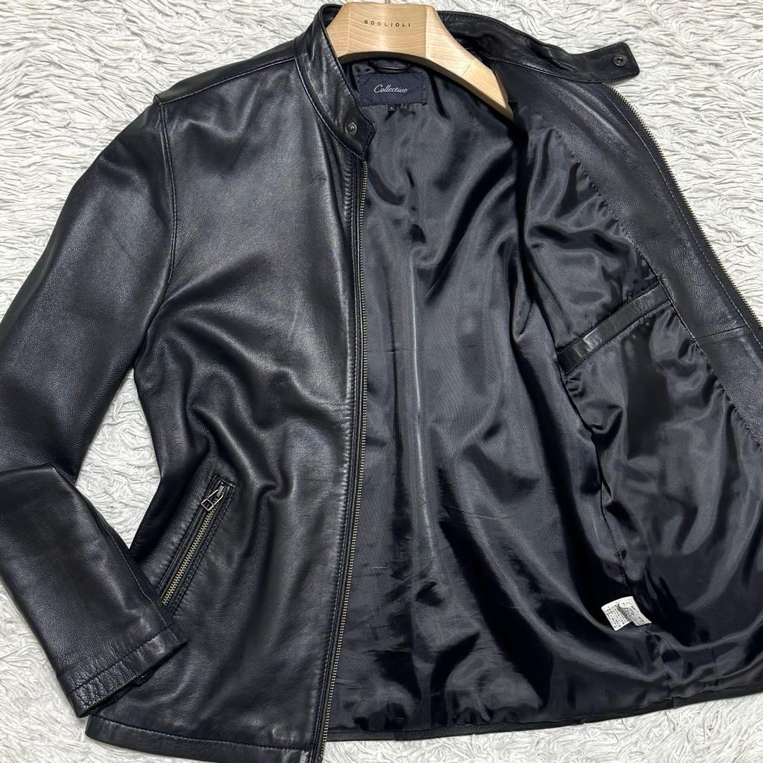 美品 メンズビギ ラムレザー シングルライダースジャケット Collective