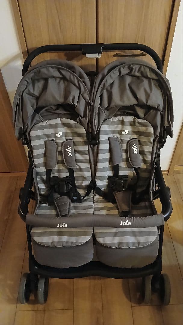 Joie 2人乗りベビーカー グレー ストライプ