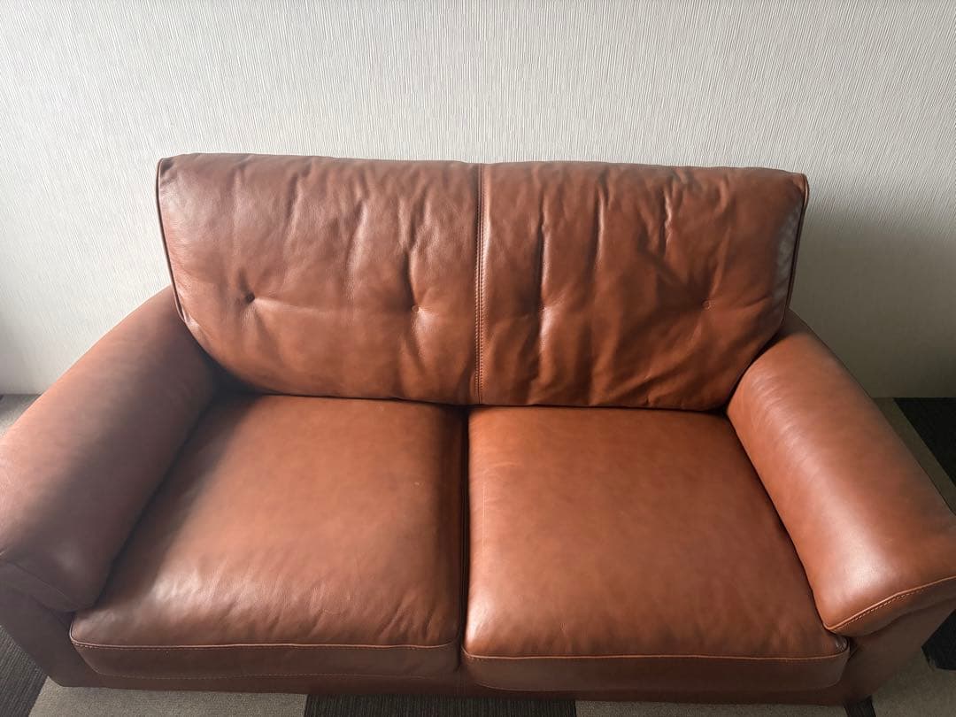 カリモク本革2人掛けソファ(関東無料配達)