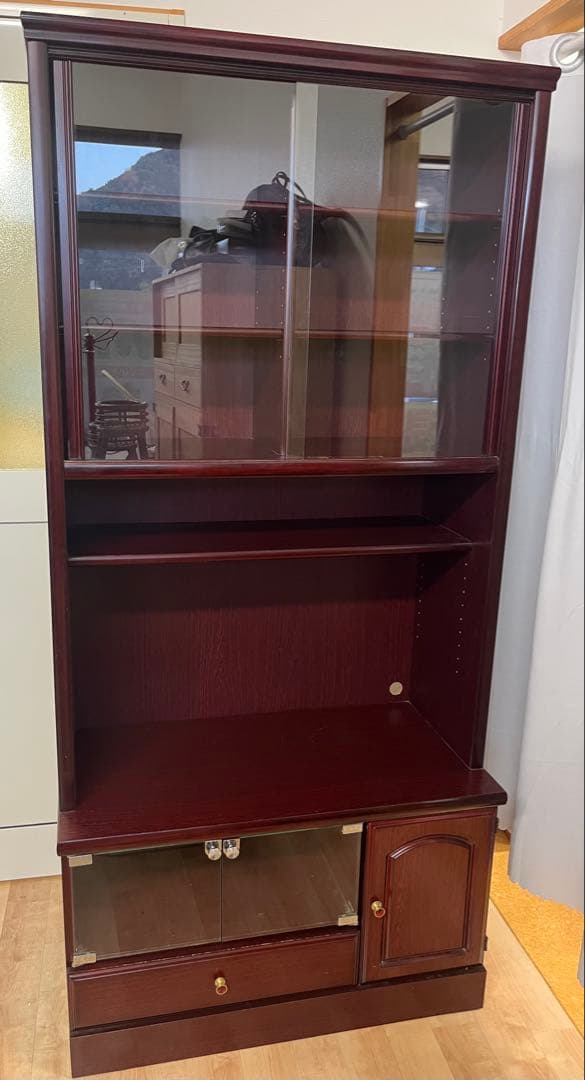 昭和 レトロ　サイドボード　食器棚　本棚　ガラスキャビネット