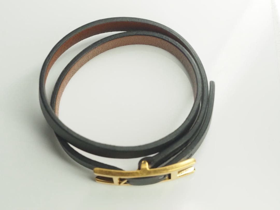 HERMES　エルメス　レザーブレスレット ビーアピ　ドゥブルトゥール