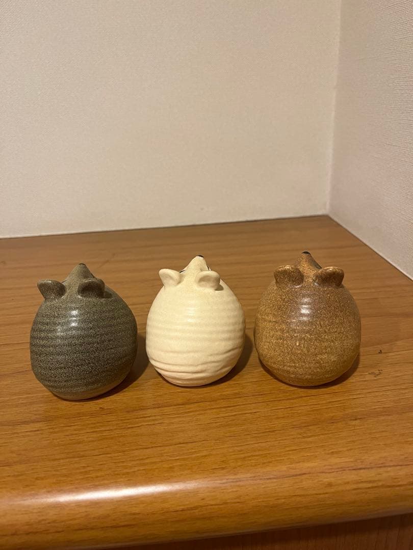 ネズミ型陶器置物 3個セット