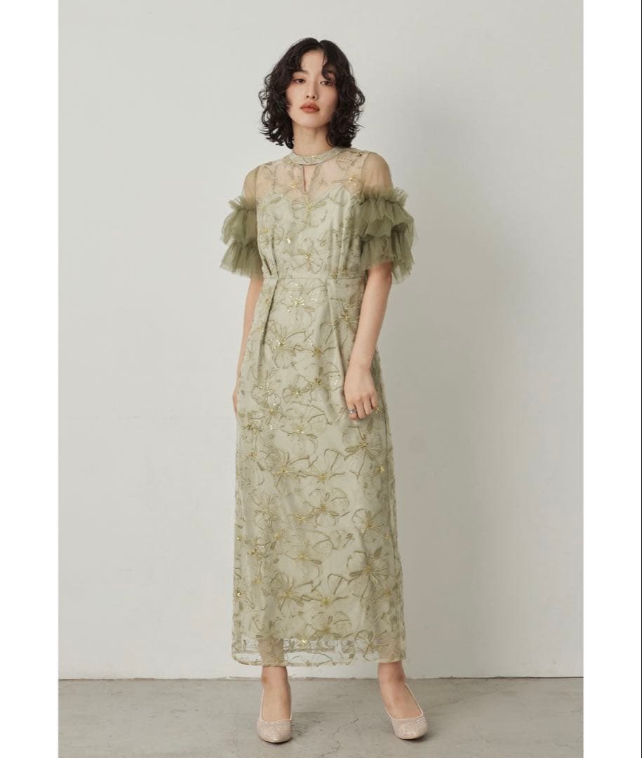 【niana】スパンコール刺繍レースドレス/Sサイズ