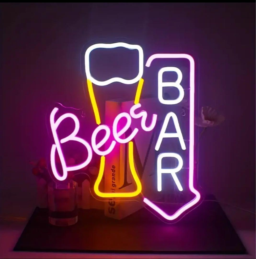 ビール BAR 看板 Beer Bar 居酒屋 酒 ネオン サイン LED