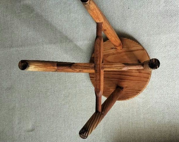 アンティーク　木製円形スツール