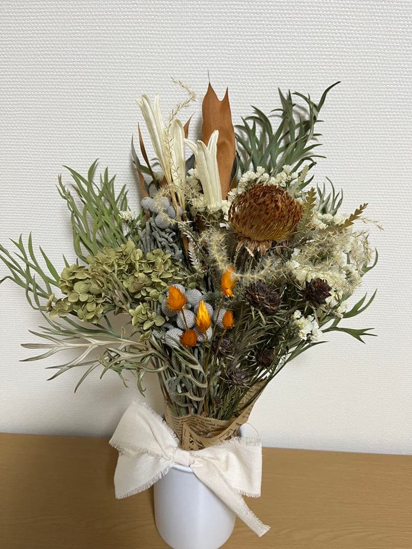 ドライフラワー　花束　ネイティブ系アレンジメント　ラッピング